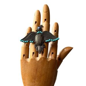 Vintage Turquoise Bird Statement Ring